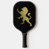 Golden Royal Lion on Black Pickleball Schläger (Vorderseite)