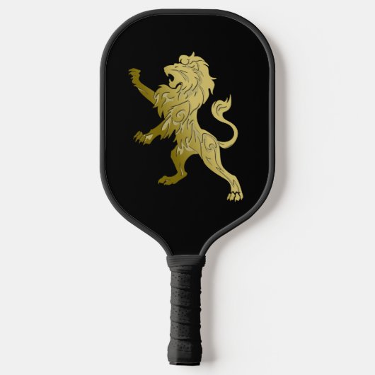 Golden Royal Lion on Black Pickleball Schläger (Rückseite)