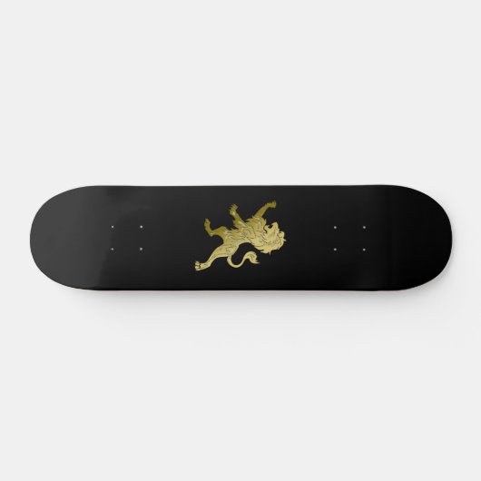 Golden Royal Lion on Black Skateboard (Horizontal)
