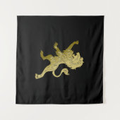 Golden Royal Lion on Black Wandteppich (Vorderseite (Horizontal))