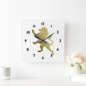 Golden Royal Lion Quadratische Wanduhr (Zuhause)