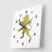 Golden Royal Lion Quadratische Wanduhr (Winkel)