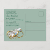 Golden Royal Peacock Feathers Ankündigungspostkarte (Rückseite)