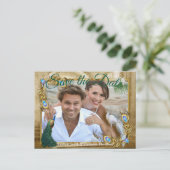 Golden Royal Peacock Feathers Ankündigungspostkarte (Stehend Vorderseite)