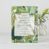 Golden Royal Peacock Feathers Einladung (Stehend Vorderseite)