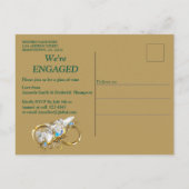 Golden Royal Peacock Feathers Einladungspostkarte (Rückseite)