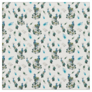 Golden Royal Peacock Feathers mit Print Stoff