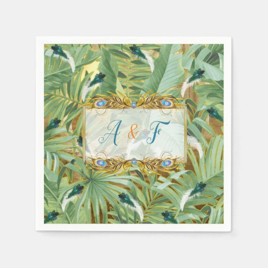 Golden Royal Peacock Feathers Serviette (Vorderseite)