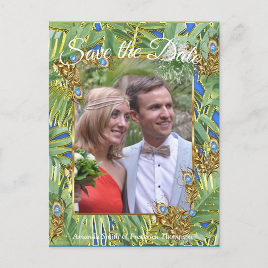 Golden Royal Peacock Tempel Ankündigungspostkarte (Vorderseite)