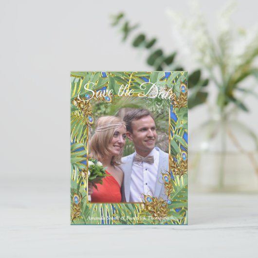 Golden Royal Peacock Tempel Ankündigungspostkarte (Stehend Vorderseite)