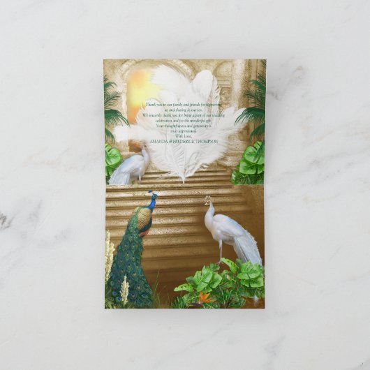 Golden Royal Peacock Tempel Dankeskarte (Innenseite)