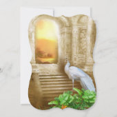 Golden Royal Peacock Tempel Einladung (Rückseite)