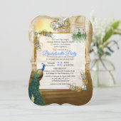 Golden Royal Peacock Tempel Einladung (Stehend Vorderseite)