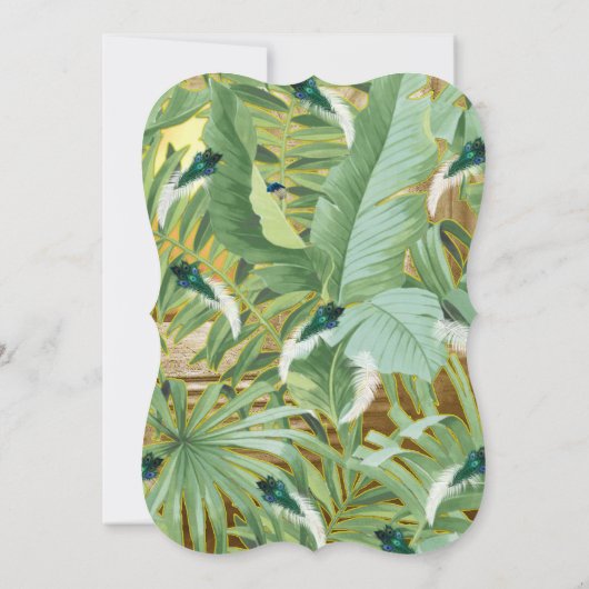 Golden Royal Peacock Tempel Einladung (Rückseite)