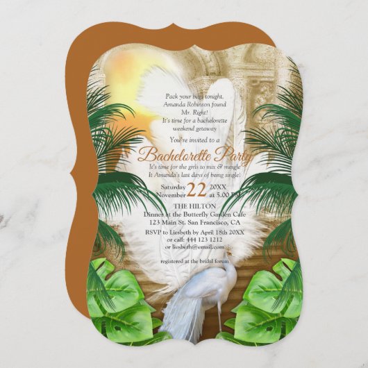 Golden Royal Peacock Tempel Einladung (Vorne/Hinten)