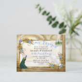 Golden Royal Peacock Tempel Einladungspostkarte (Stehend Vorderseite)