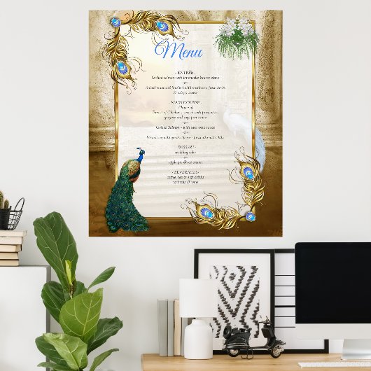 Golden Royal Peacock Tempel Poster (Heimbüro)