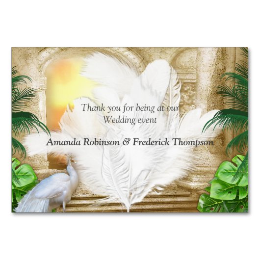 Golden Royal Peacock Tempel Tischnummer (Rückseite)