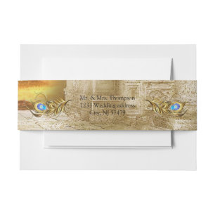 Golden Royal Peacock Tempel Wedding Dreams Einladungsbanderole