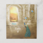 Golden Royal Peacock Tempel Wedding Dreams Platzkarte (Außenseite Aufgefaltet)