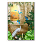 Golden Royal Peacock Tempel Wedding Dreams Tischnummer (Vorderseite)