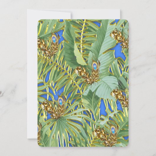 Golden Royal Peacocks - Feathers Einladung (Rückseite)