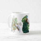 Golden Royal Peacocks & Feathers Kaffeetasse (Vorderseite Links)