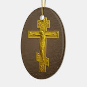 Golden Russisch-Orthodoxe Kreuz Keramikornament (Links)