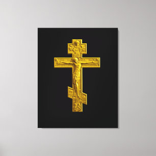 Golden Russisch-Orthodoxe Kreuz Leinwanddruck
