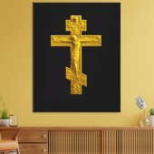 Golden Russisch-Orthodoxe Kreuz Leinwanddruck (Insitu (Wohnzimmer))