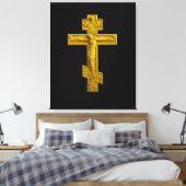 Golden Russisch-Orthodoxe Kreuz Leinwanddruck (Insitu (Schlafzimmer))