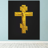 Golden Russisch-Orthodoxe Kreuz Leinwanddruck (Insitu (Holzboden))
