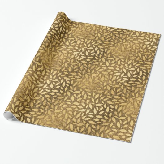 Golden Rustic Luxury Blätter Geschenkpapier (Ungerollt)