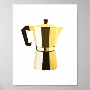 Golden rustic macchinetta Italia Espresso Kaffee Poster