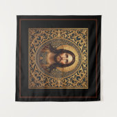 Golden Sacred Icon - Jesus Wandteppich (Vorderseite (Horizontal))