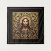 Golden Sacred Icon - Jesus Wandteppich (Vorderseite)