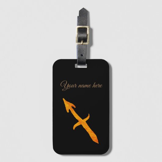 Golden Sagittarius Astrologie-Zeichen Gepäckanhänger (Vorderseite Vertikal)