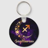 Golden Sagittarius Zodiac Keyring Schlüsselanhänger (Rückseite)