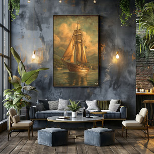 Golden Sails — Klassische Seereise Poster