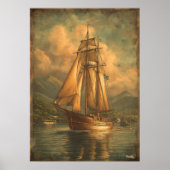 Golden Sails — Klassische Seereise Poster (Vorne)