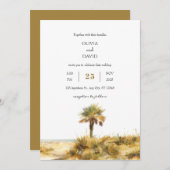 Golden Sand Dune Palm Tree Beach Hochzeit Einladung (Vorne/Hinten)