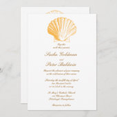 Golden Sand Muscheln Hochzeit Einladung (Vorne/Hinten)