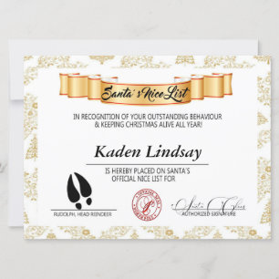 Golden Santa's Nice List Feiertagskarte