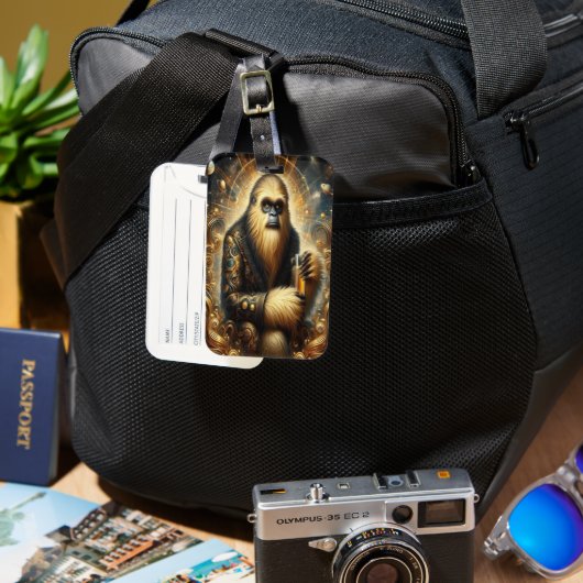 Golden Sasquatch Kosmische Sippe Gepäckanhänger (Vorderseite & Rückseite)