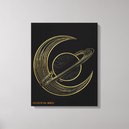 Golden Saturn Celestial Crescent Art Canvas Gift Leinwanddruck