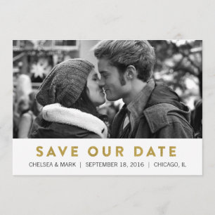Golden Save the Date Moderne Fotokarte