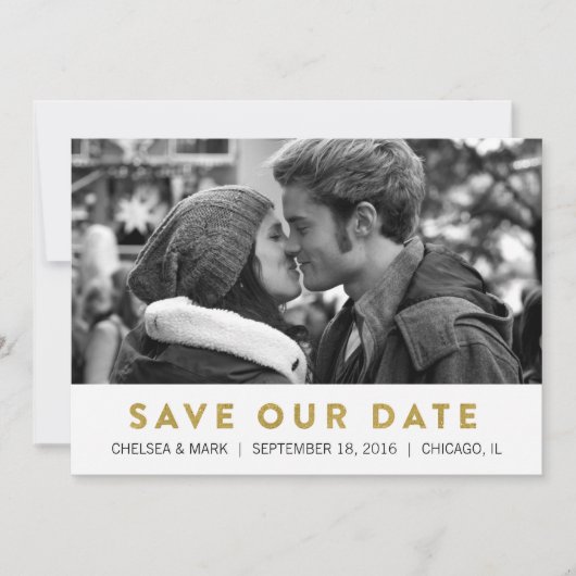 Golden Save the Date | Moderne Fotokarte (Vorderseite)