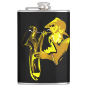 Golden Saxaphonist Flachmann (Vorderseite)