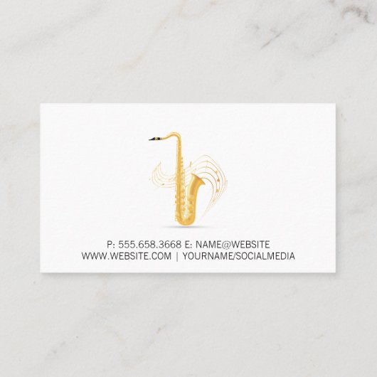 Golden Saxophon | Musikalische Hinweise Visitenkarte (Rückseite)
