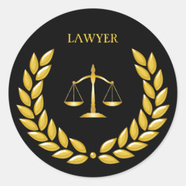 Golden Scales of Justice Lawyer auf Black Runder Aufkleber